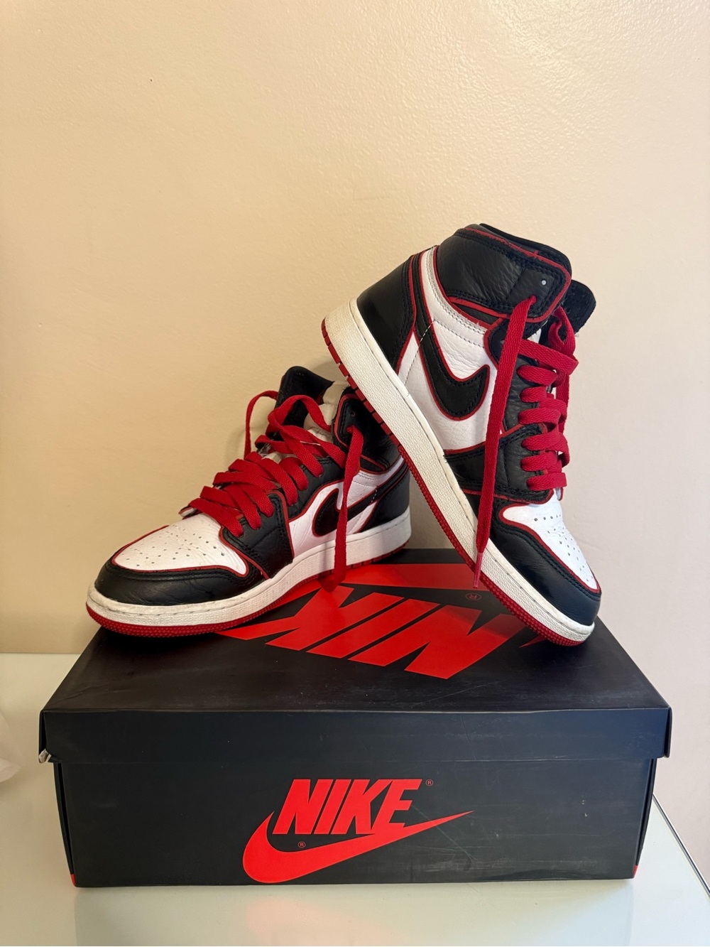 Nike Black White Red High-Top Basketball Sneakers